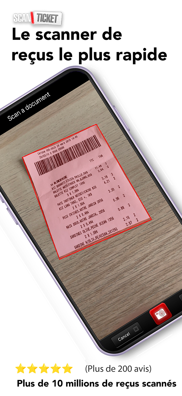 Scan d’un ticket de caisse avec ScanTicket
