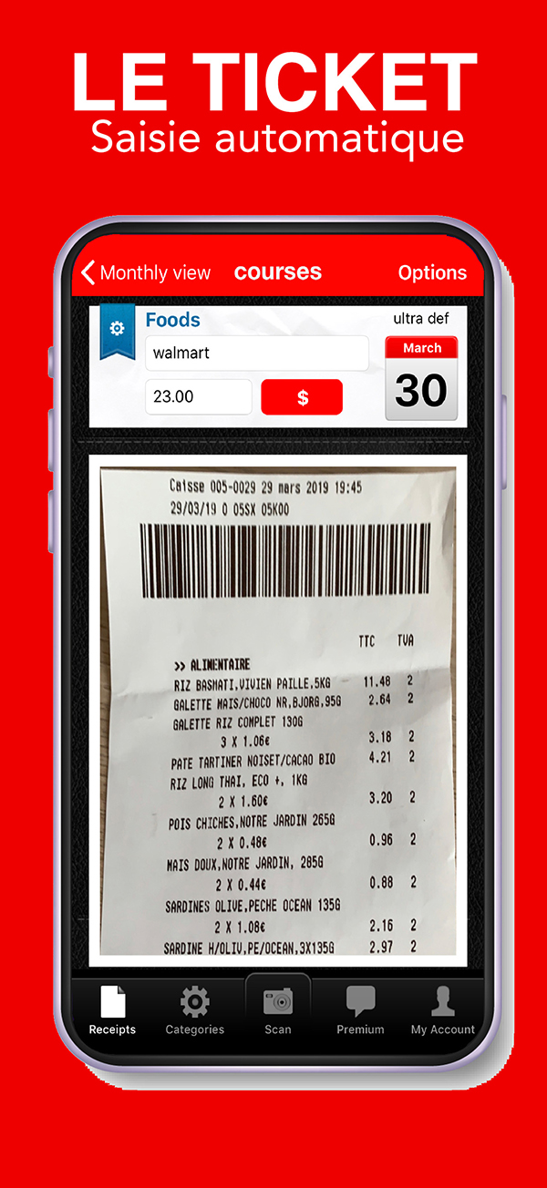 Édition et mise à jour d’un reçu numérisé