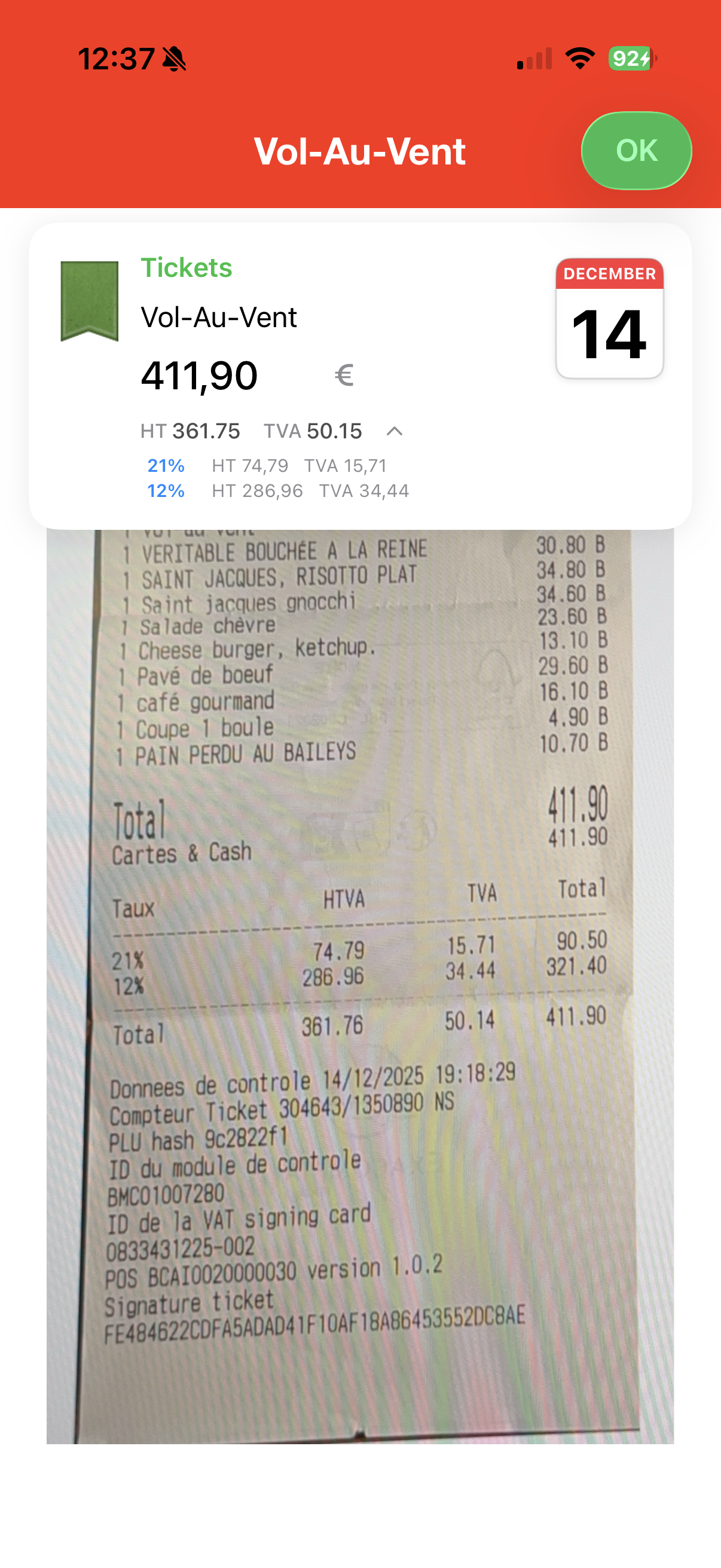 VAT detection ScanTicket
