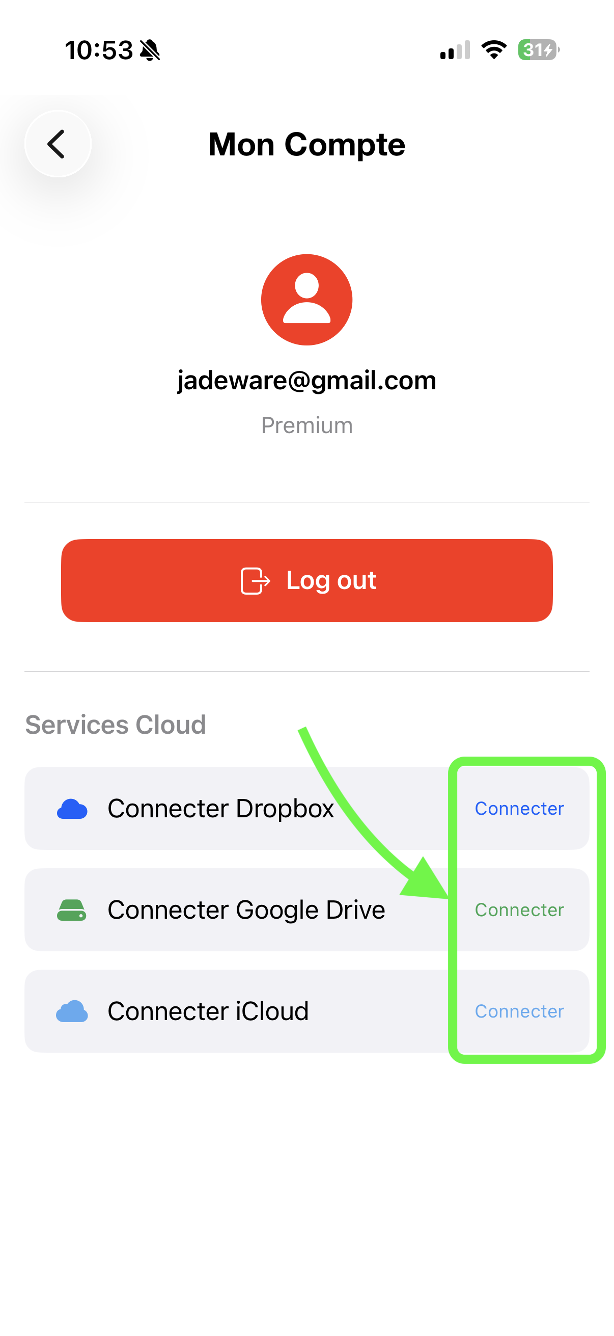 Cloud Services ScanTicket - Dropbox, Google Drive, iCloud